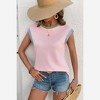 Amaryllis Women’s Ribbed Knit Sleeveless Top with Contrast Trim Round Neck Colorblock Armholes - 2 of 4