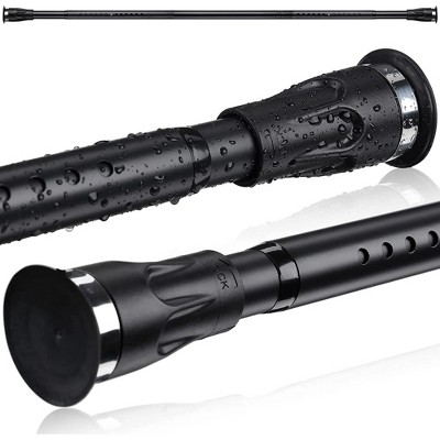 LunaLulinlk Black Shower Curtain Rod No Dill, Heavy Duty Tension Rod, Adjustable Length 42-72"