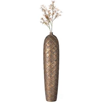Uniquewise 37-inch-tall Cylinder Antique Floor Vase – Modern Living Room Decor - Ceramic Rustic Elegant Home Accent with Vintage Charm