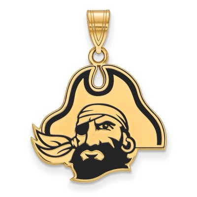 Black Bow Jewelry 14k Yellow Gold Plated Sterling Silver East Carolina Pirates NCAA Large Pendant