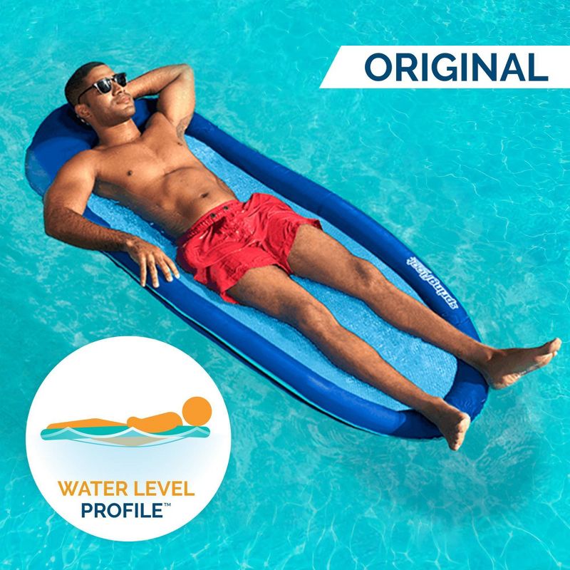SwimWays Spring Float Inflatable Pool Lounger with Hyper-Flate Valve Blue, 5 of 12