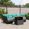 vidaXL Patio Sofa Set with Cushions Outdoor Furniture 7 Piece Poly Rattan - Black without storage - 2 of 4