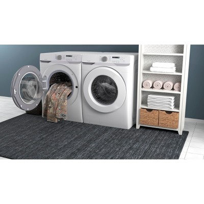 Percy Black Rectangular Washable Chenille Area Rug