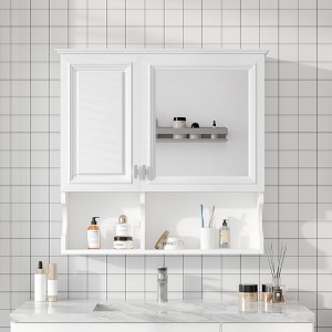 MOEPISY 30 Inch Wall Mounted Home Storage with Doors & Mirror, Adjustable Shelf, Bathroom Storage Cabinet over Toilet White - 1 of 4