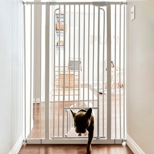Extra Tall Pet Gate – 53-Inch Baby Gate with Adjustable Cat Door for Stairs, Doorways, Hallways, Durable Dog Gate for Toddlers and Pets - 1 of 4