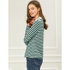 INSPIRE CHIC Women's Long Sleeves Contrast Peter Pan Collar Striped Blouse Top - 4 of 4