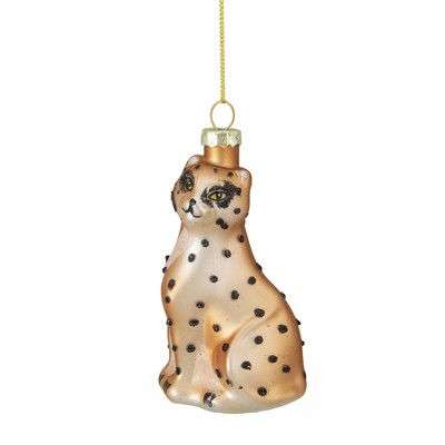 Northlight 4" Orange and Black Glass Leopard Christmas Ornament