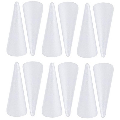 Juvale Foam Cones for DIY Crafts (12 Pack) White Polystyrene, 2.87 x 7.25 Inches