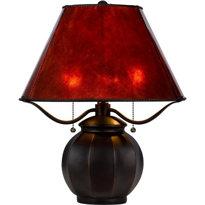 Cal Lighting BO-3102TB 60W X 2 Indio Metal and Resin Mica Table Lamp with Pull Chains, Dark Bronze