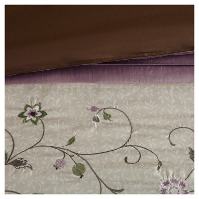 King Purple Reversible 7-Piece Embroidered Bedspread Set