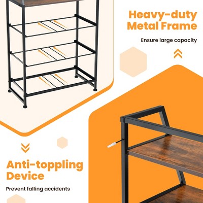 Industrial Black and Rustic Brown 4-Drawer Dresser with Shelves