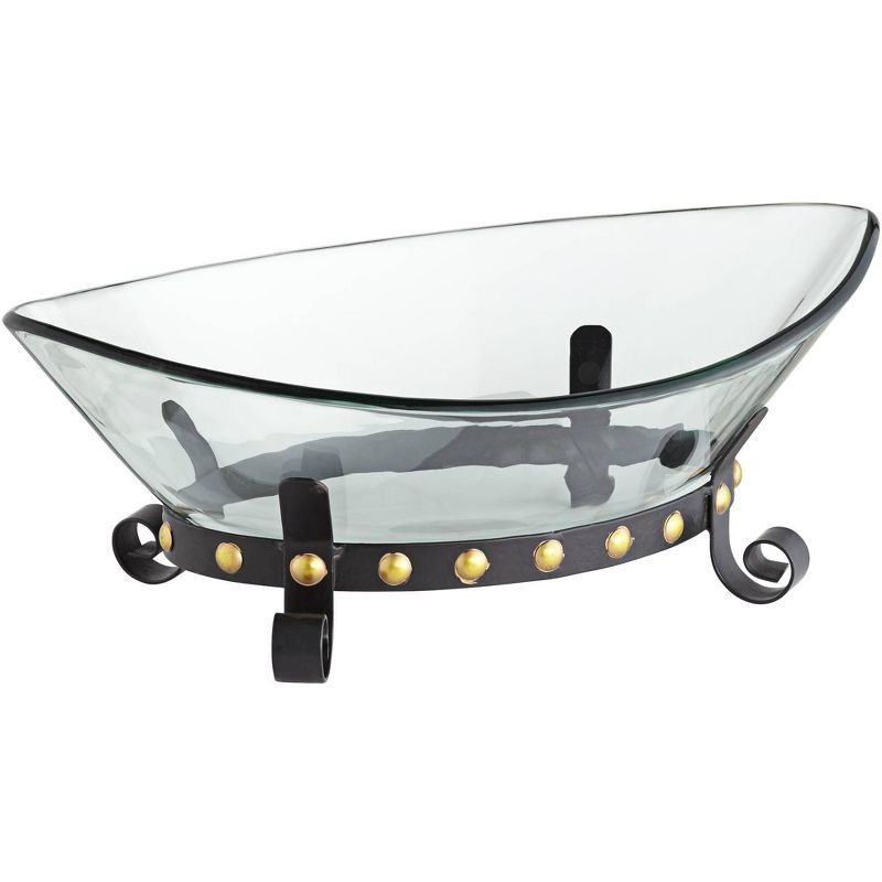 Kensington Hill Rayden 23 1/4" Wide Decorative Glass Bowl with Studded Base, 5 of 8