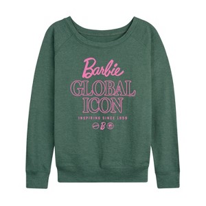 Women's - Barbie - Global Icon Lightweight French Terry Wide Neck Long Sleeve Shirt - 1 of 4