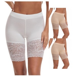 INSPIRE CHIC 3 Packs Women's Wide Lace Trim Slip Shorts Lightweight Comfort Thigh Slimmers - 1 of 4