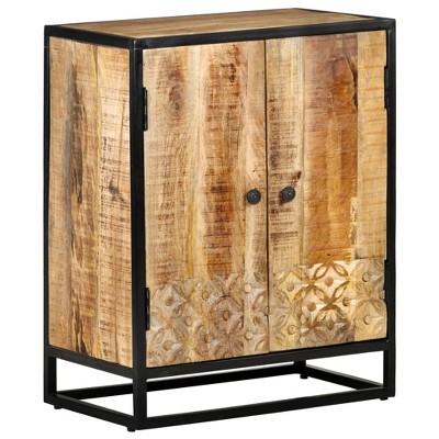 vidaXL Hand Carved Sideboard 23.6 in.x13.8 in.x29.5 in. Solid Mango Wood