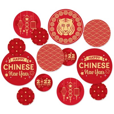 Big Dot of Happiness Chinese Lanterns - 2022 Lunar New Year Giant Circle Confetti - Party Decorations - Large Confetti 27 Count