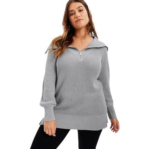 Woman Within Plus Size Side Zip Sweatshirt