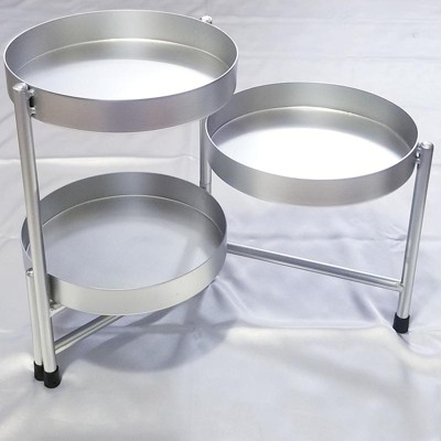 Kate And Laurel Finn Supporto Per Piante A Tre Livelli, Metallico, Nero E Oro, Vassoi Rotanti Da 25,4 Cm