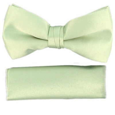 New Men's Solid Pre Tied Bow Tie and Hanky Set