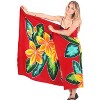 LA LEELA Women's Summer Beach Bikini Wraps Swimwear Cover up Wrap Skirt Bathing suit Swimsuit Sarong Coverups for Women One Size Red, Floral - 4 of 4