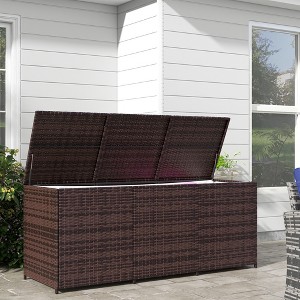 Gulches 175 Gallon Outdoor Storage Box with Inner Liner, PE Rattan  Deck Box for Indoor, Patio Furniture Cushions, Pool Toys, Garden Tools, Brown - 1 of 4