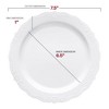 Smarty Had A Party 7.5" White with Silver Vintage Rim Round Disposable Plastic Appetizer/Salad Plates (120 Plates) - 3 of 4