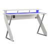 Vynxaria Contemporary Gaming Desk with Riser, White, Painted MDF & Powder-Coated Metal Legs, RGB Lights, USB Ports, Cup Holder & Headphone Hook - 3 of 4
