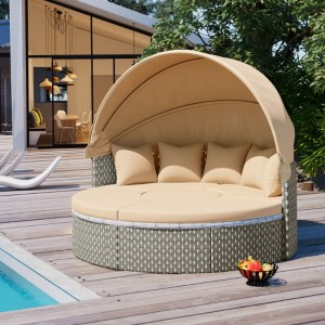 74.8" Patio Loveseat �C Rattan PE Wicker with Throw Pillows & Cushions - 1 of 4