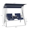 2-Seater Outdoor Porch Swing with Canopy and Table, Patio Swing Chair for Garden, Poolside - 3 of 4
