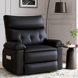 Oversized Wide Recliner Chair with Heat & Massage - PU Leather Manual Recliner for Adults, Comfort Lazy Chair with 1.5X Sponge Filling - 1 of 4