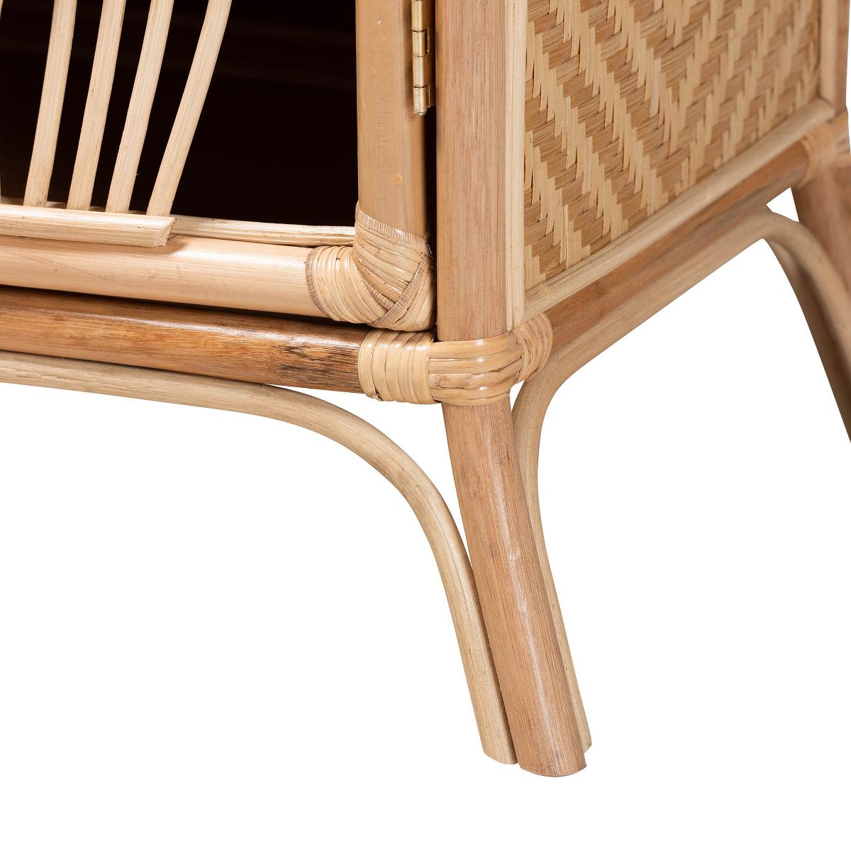 bali & pari Danna Modern Bohemian Natural Brown Rattan Nightstand - thumbnail 7