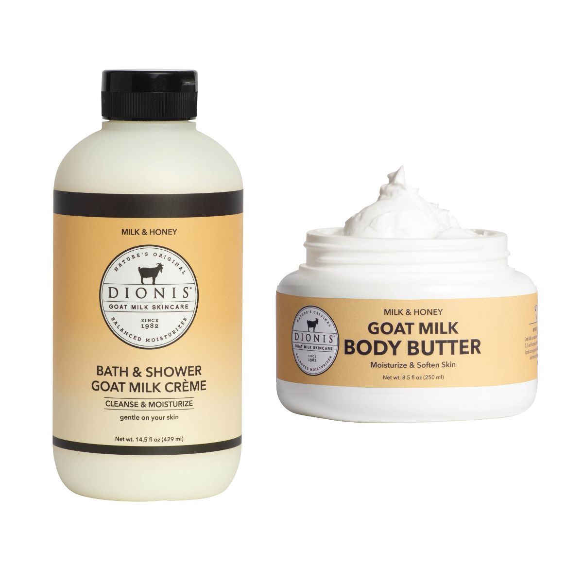 Dionis Goat Milk Shower Crème & Body Butter Milk & Honey, 2 Pk