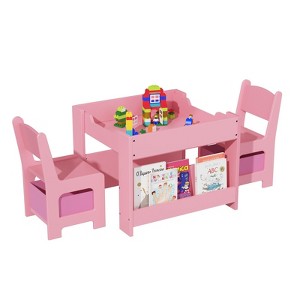 GustoWave Kids Art Table and Chair Set,3 in 1 Activity Table with 2 Chairs, Toddlers Craft Table Art Desk for Home Daycare Playroom - 1 of 4
