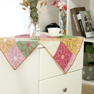 24"x24" Square Vinyl Water Oil Resistant Printed Tablecloths Plaid Flower - PiccoCasa