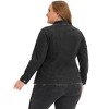 Agnes Orinda Women's Plus Size Classic Denim Frayed Washed Jean Jackets - 4 of 4