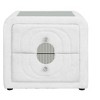 Vynxaria White Teddy Bear Fleece and Chrome Alloy Bedside Table, Glass Top, Crystal Buttons/Knobs, English Dovetail Drawers, Weight Limit 70 lbs - 2 of 4