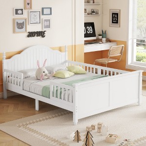 KTMBDW Twin/Full Bed Frames for Kids with Wood Headboard, No Box Spring Needed Easy Assembly Platform Bed for Girls and Adults - 1 of 4
