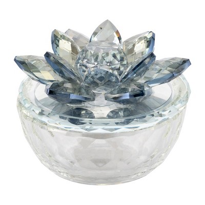 Sagebrook Home Decorative Rainbow Lotus Top Glass Trinket Dish for Jewelry and Keepsake Storage