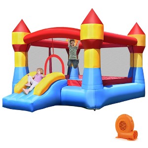 Costway Inflatable Bounce House Castle Jumper Moonwalk Playhouse Slide with  550W Blower - 1 of 4