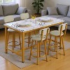 Hooseng Modern Farmhouse Style 5 Piece Dining Table Set with MDF Top, Metal Frame and Upholstered Bar Stools, 4-Person Dining Room Table Set for 2 - 3 of 4