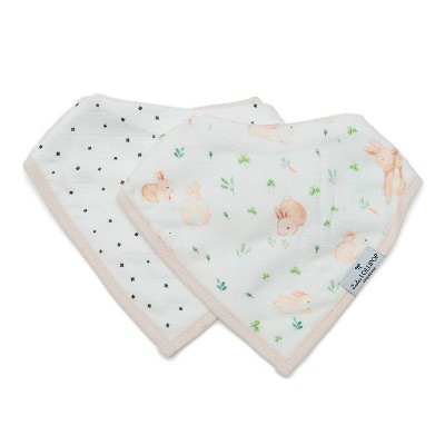 Loulou Lollipop 2pk Muslin Bandana Bib Set - Bunny Meadow