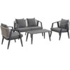 4-Piece Outdoor Patio Conversation Set, Rope Woven Chairs and Loveseat with Cushions & Coffee Table - ModernLuxe - 4 of 4