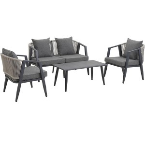 APRILSOUL Comfortable Outdoor Seating Set,2 single chairs,1 double chair,functional iron table,Suitable for Patios, Lawns, and Poolsides - 1 of 4