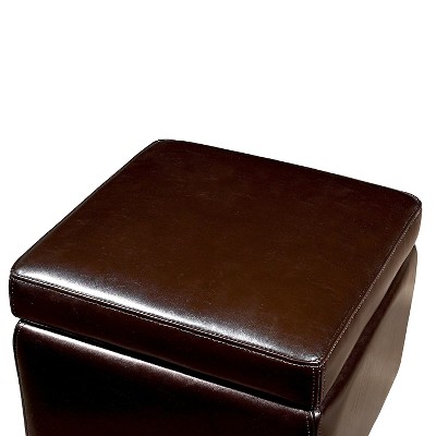 Baxton Studio Dark Brown Faux Leather Storage Cube Ottoman