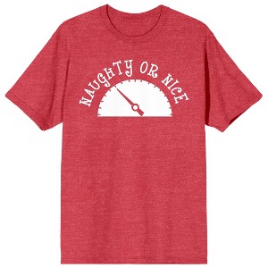 Team Naughty Naughty Or Nice Speedometer Crew Neck Short Sleeve Red Heather Adult T-shirt - 1 of 3