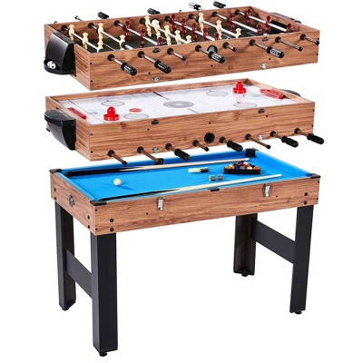 Lancaster 3 in 1 Pool Billiard, Slide Hockey, Foosball Combo Arcade Game Table with Pool Cues, Billiard Balls, Hockey Mallets, and Pucks