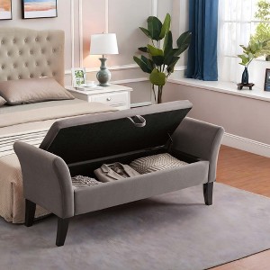 NicBex Modern 51.5" Velvet Fabric Storage Bench with Curved Arms for Bedroom and Living Room - 1 of 4
