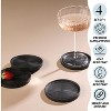 Folkulture Wood Coasters with Holder for Drink | Pack of 4, 4" Round Boho Coasters | Cute Coaster Set for Boho Decor, Farmhouse Decor (Black) - 4 of 4