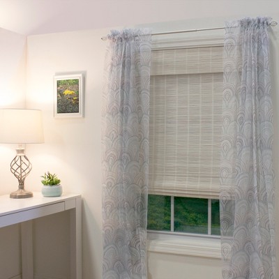 Cordless White Bamboo Roman Shades 31" x 64"