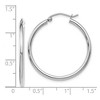 Black Bow Jewelry 2mm Round Hoop Earrings in 14k White Gold, 30mm (1 3/16 Inch) - 2 of 3